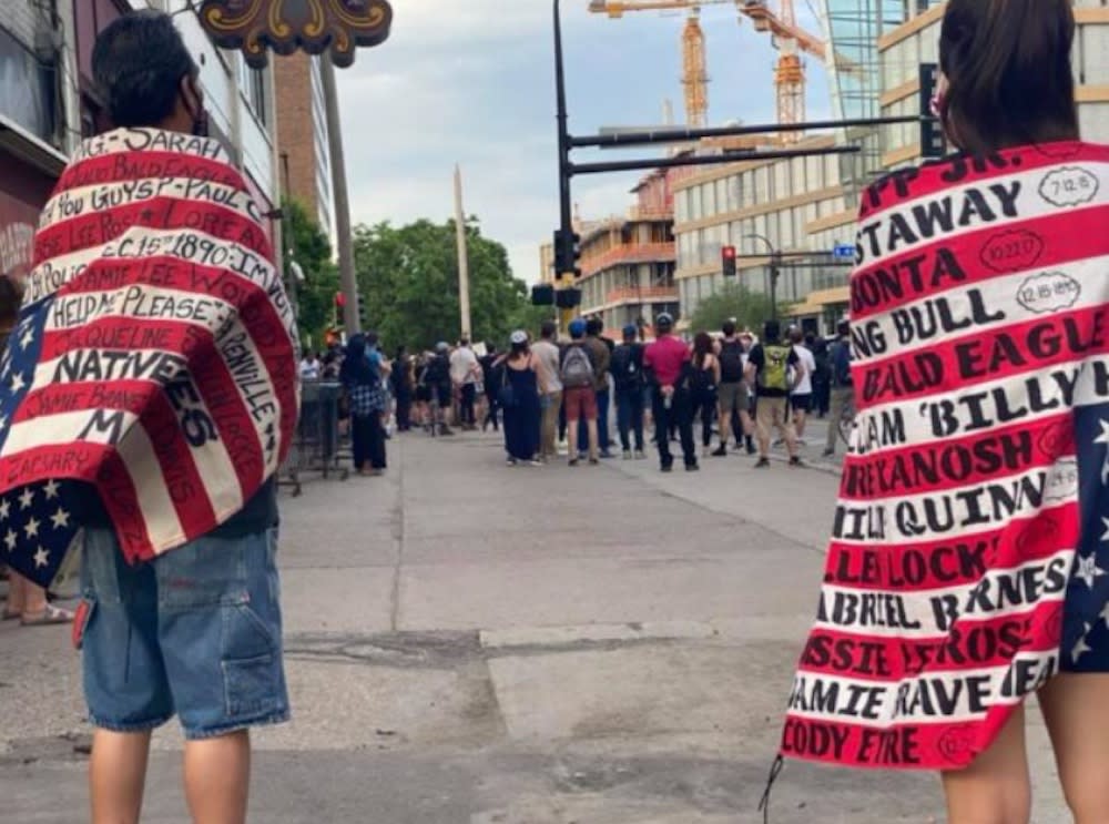 American Indians in Minneapolis show solidarity with Black Lives Matter. (Photo/Darren Thompson for Native News Online)