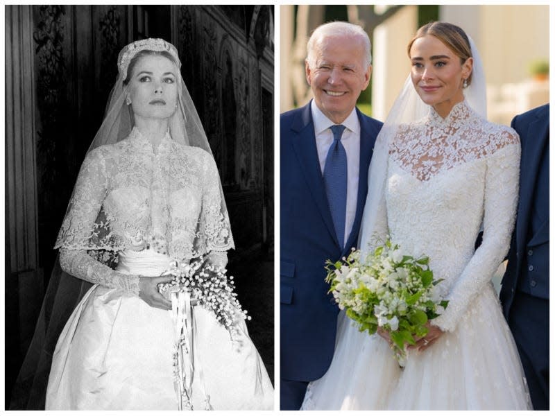 Grace Kelly in her wedding dress / Naomi Biden in her wedding dress