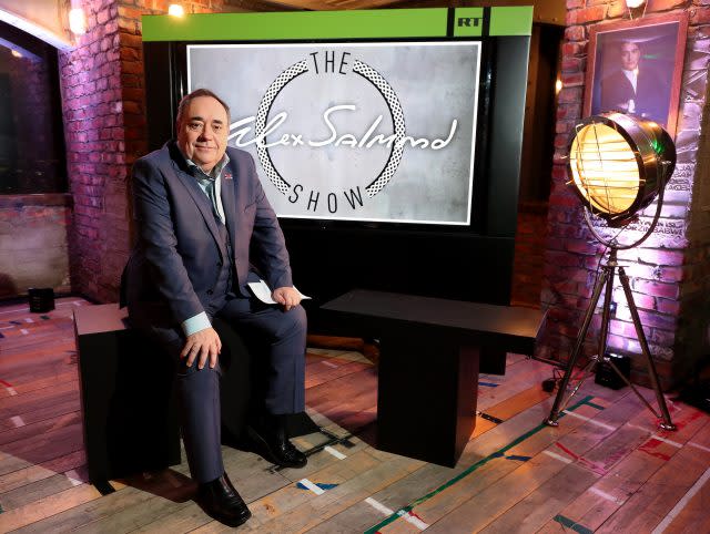 Alex Salmond on the set of his TV show