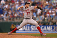 KANSAS CITY, MO - JULY 10: National League All-Star Stephen Strasburg #37 of the Washington Nationals pithces in the fourth inning during the 83rd MLB All-Star Game at Kauffman Stadium on July 10, 2012 in Kansas City, Missouri. (Photo by Jonathan Daniel/Getty Images)