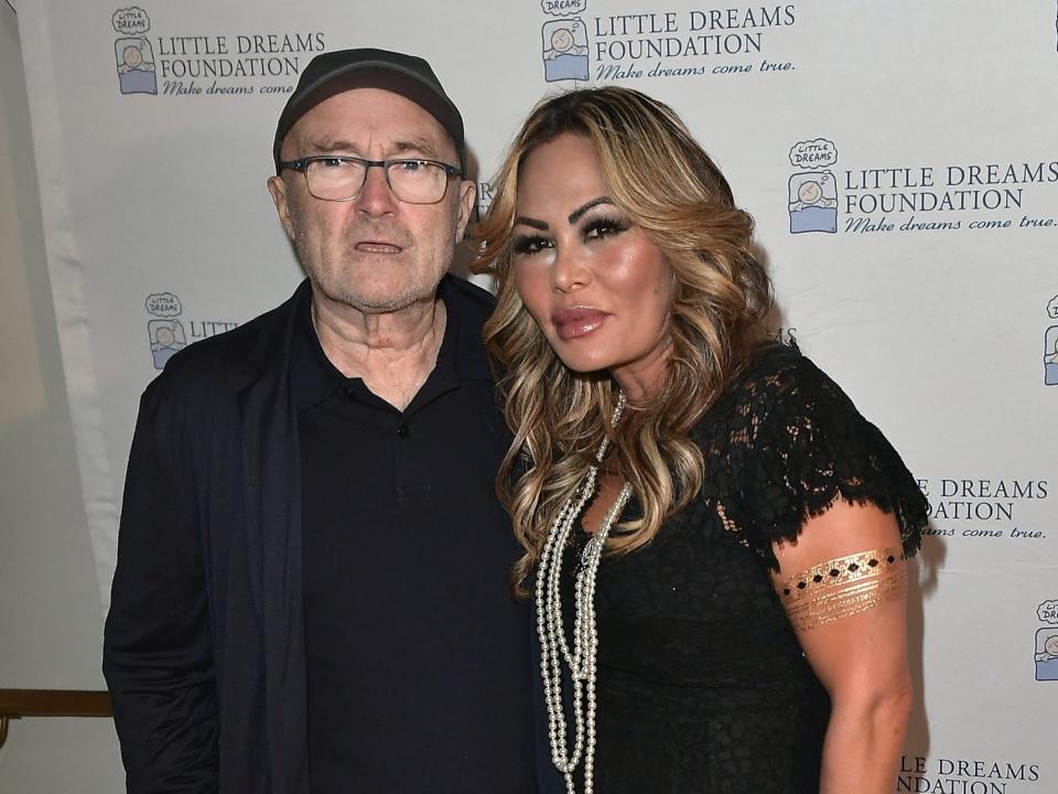 Phil Collins and Orianne Cevey at the Little Dreams Foundation Gala press conference on 18 October 2017 in Miami Beach, Florida (Gustavo Caballero/Getty Images)