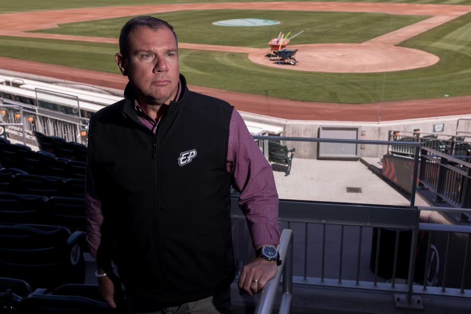 Brad Taylor, General Manager of the Chihuahuas, poses for a photo at the Southwest University Park on Tuesday, March 28, 2023.