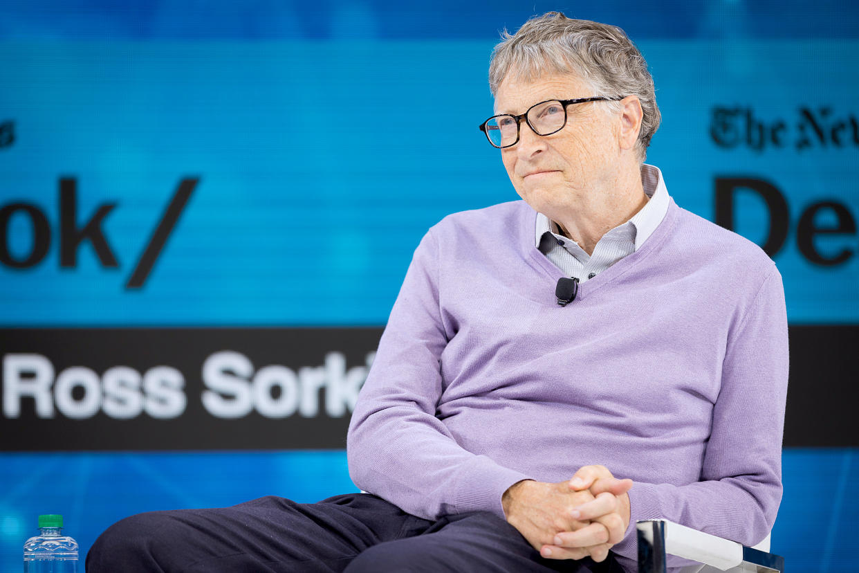 NEW YORK, NEW YORK - NOVEMBER 06: Bill Gates, Co-Chair, Bill & Melinda Gates Foundation speaks onstage at 2019 New York Times Dealbook on November 06, 2019 in New York City. (Photo by Michael Cohen/Getty Images for The New York Times)