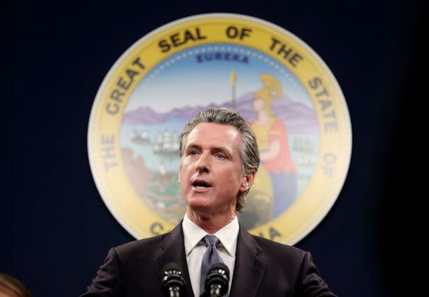 PHOTO: California Gov. Gavin Newsom speaks during a press conference, Feb. 1, 2023, in Sacramento, Calif. (Justin Sullivan/Getty Images, FILE)