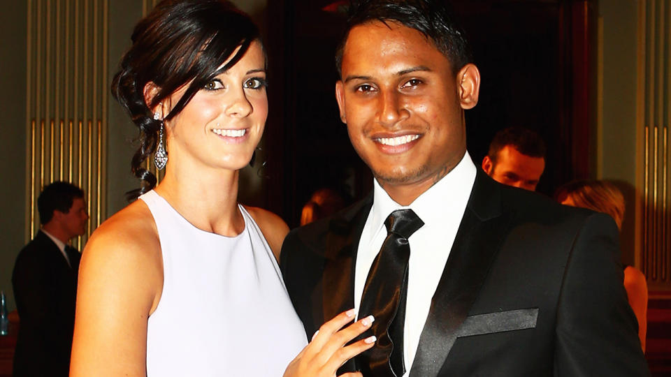 Ainslie Curry and Ben Barba, pictured here at the 2012 NRL Dally M Awards.