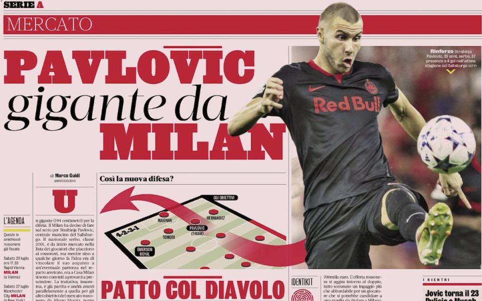 GdS: ‘Giant for Milan’ – Pavlovic seen as perfect profile as Moncada pushes