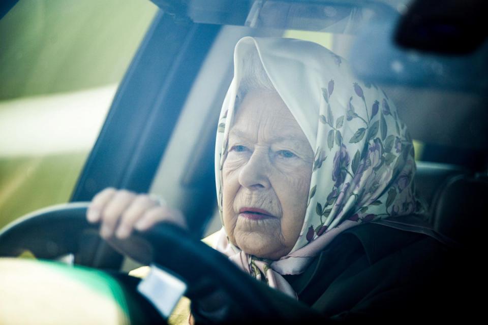 Queen Elizabeth II pictured driving her Range Rover to attend the annual Royal Windsor Horse Show in May 2019 (Getty Images)