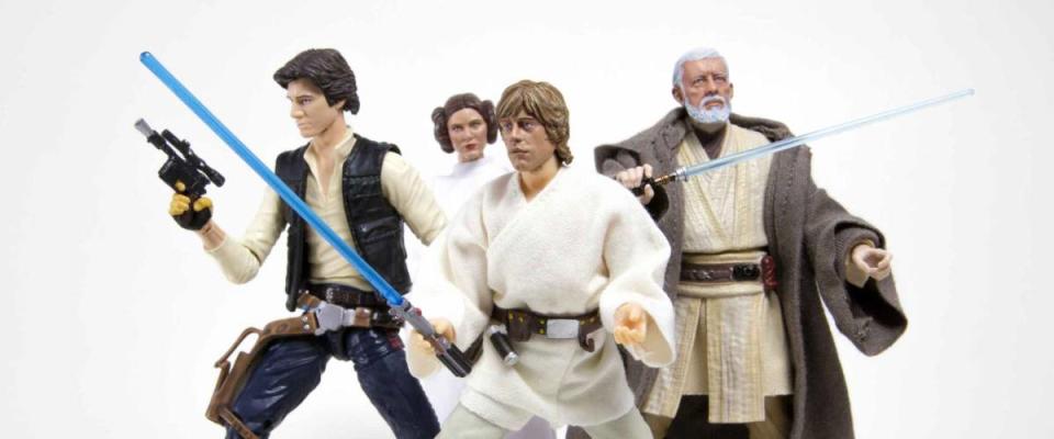 Princess Leia Organa, Han Solo, Luke Skywalker & Obi Wan 'Ben' Kenobi form Star Wars Episode IV: A New Hope - Hasbro Black Series 6 inch figures