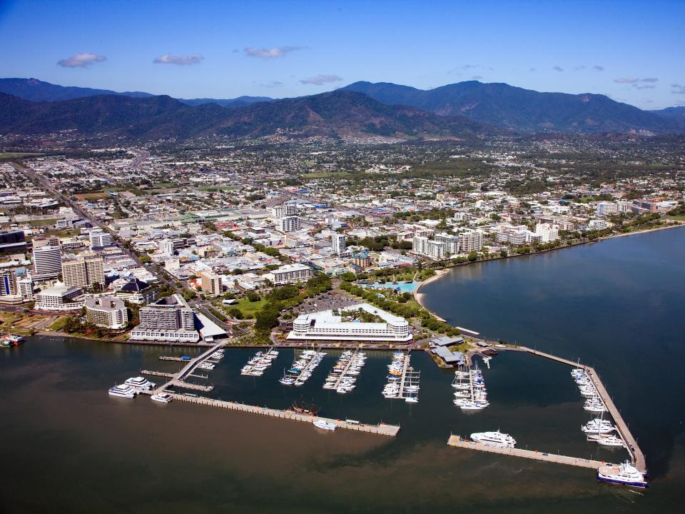 An aerial view of Cairns, Queensland, Australia.