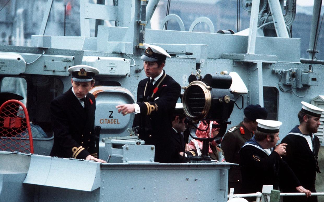Prince Charles berthing the HMS Bronington at Tower Pier - PA