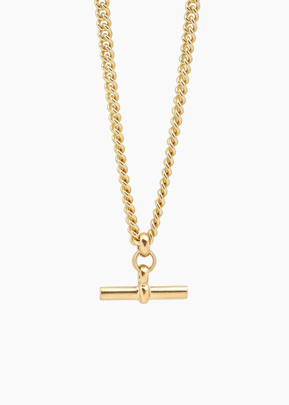 Gold T-Bar Curb Link Necklace