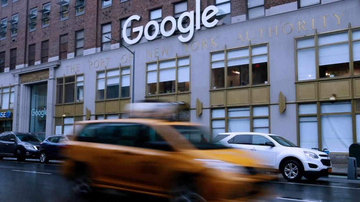 <div>NEW YORK, NEW YORK - JANUARY 25: Cars drive near Google offices on January 25, 2023 in New York City. The U.S. Justice Department and a group of eight states sued Google accusing it of illegally abusing a monopoly over the technology that powers online advertising. (Photo by Leonardo Munoz/VIEWpress)</div>