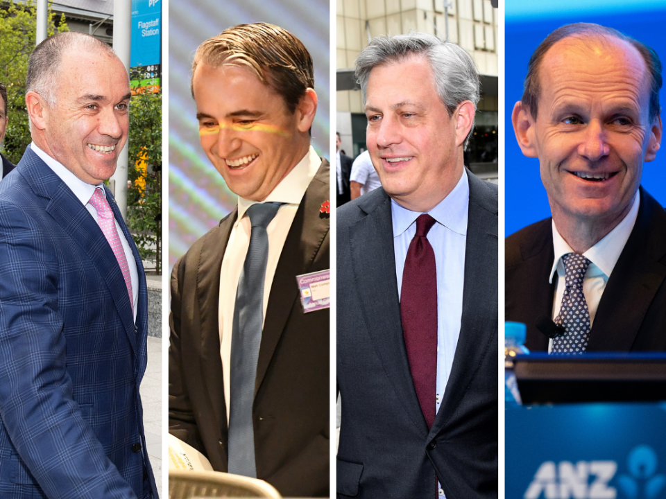 From left to right: NAB CEO Andrew Thorburn; CBA CEO Matt Comyn; Westpac CEO Brian Hartzer; and ANZ CEO Shayne Elliott. <em>(Photos: Getty)</em>