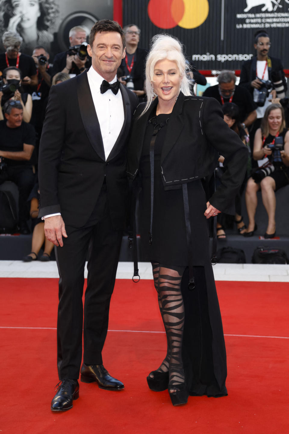 Hugh Jackman and Deborra-Lee Furness attend the premiere of 'The Son' during the 79th Venice International Film Festival at Palazzo del Cinema