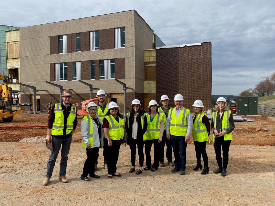 Frederick, far right, takes part in a site visit with members of the Christman team at the Orthopaedic Institute at the UT Research Park at Cherokee Farm in 2022. Christman was construction manager on the project for client Realty Trust Group. The Orthopaedic Institute is a partnership among The University of Tennessee Medical Center, OrthoTennessee, University Orthopaedic Surgeons and UT Research Park.