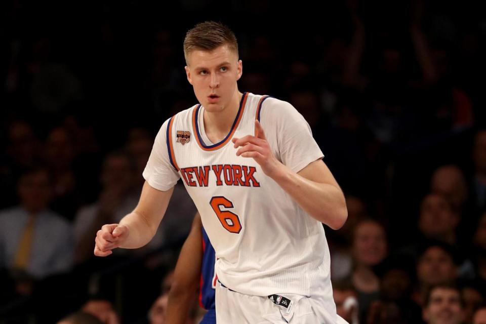 The hopes of a basketball mad city are on Kristaps Porzingis (Getty Images)