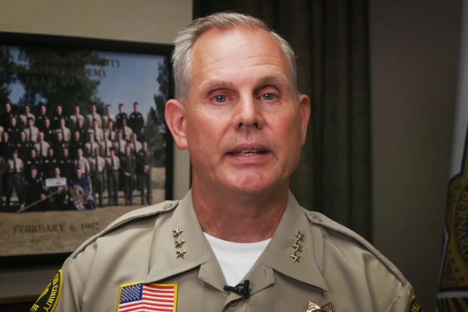 Undersheriff Dicus of the San Bernadino Police Department discussed an incident involving a Victorville Police Department deputy who appeared to kick a suspect on June 16, 2021. (San Bernadino Police Department)