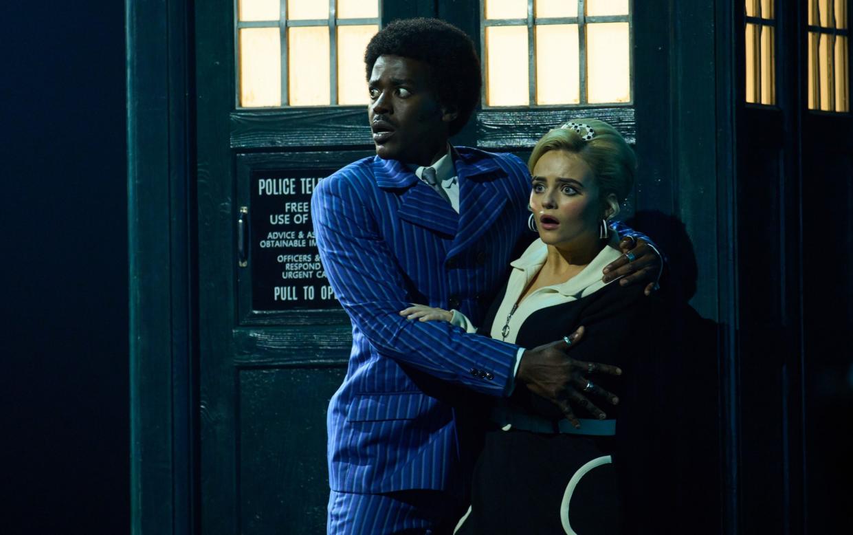 Ncuti Gatwa as the Doctor and Millie Bright as Ruby Sunday in The Devil's Chord, episode two of series 14 of Doctor Who