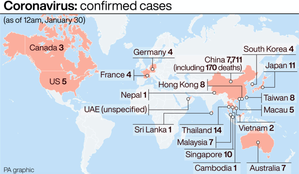 Current confirmed cases of coronavirus (PA)