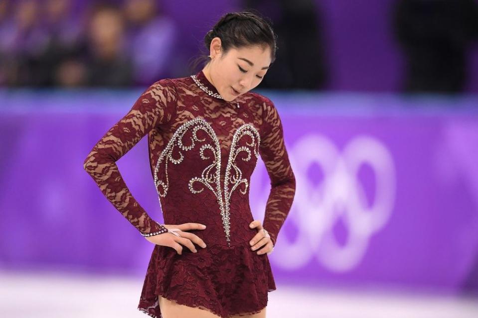 Figure skater Mirai Nagasu during the women's individual short program in the 2018 Winter Olympics