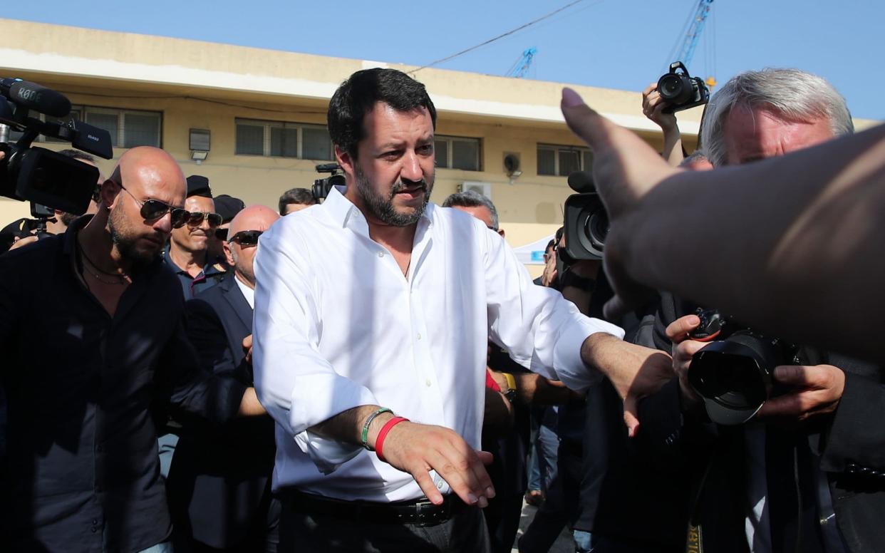 Italy's new hardline interior minister Matteo Salvini arrives at the reception centre (CPSA) in Pozzallo, sicily - AFP