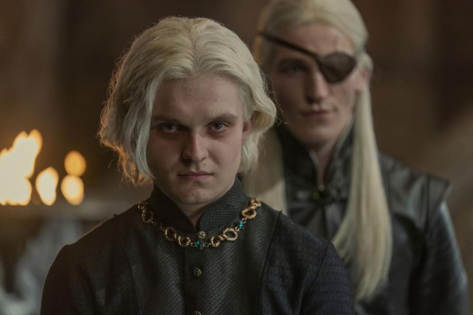 Tom Glynn-Carney as Aegon and Ewan Mitchell as Aegon Targaryen in “House of the Dragon.” Photograph by Ollie Upton / HBO