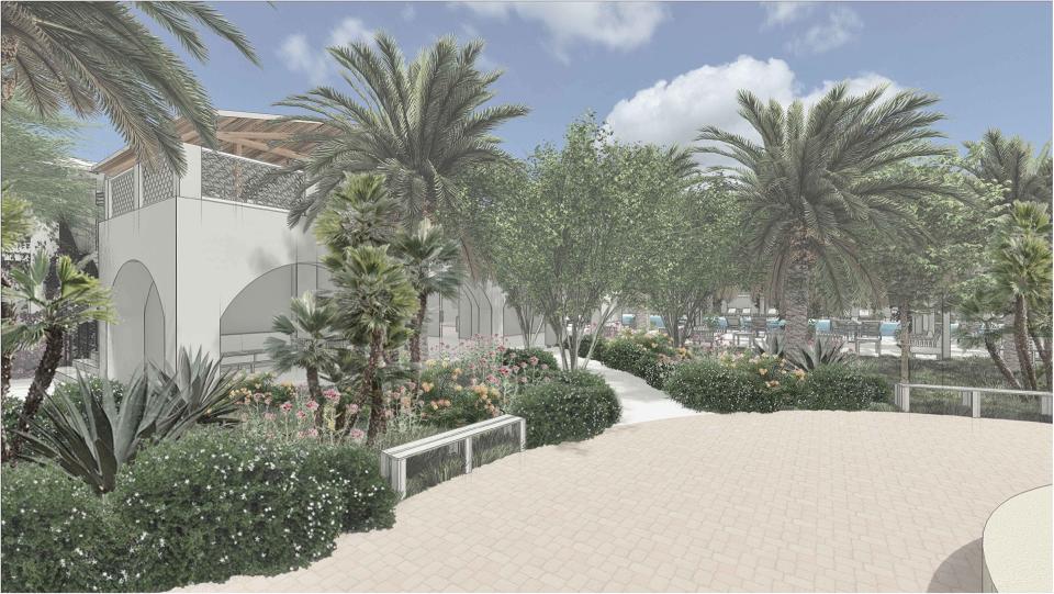 A rendering of the proposed swim club by Soho House at Colony 29 in Palm Springs.