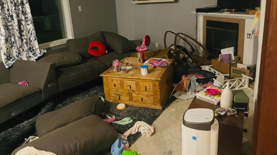 The bear left the Rossland, B.C., home in disarray, knocking furniture around and making a huge mess, according to Katherine Rice, who was hiding with her daughter and a friend in an upstairs bedroom.
