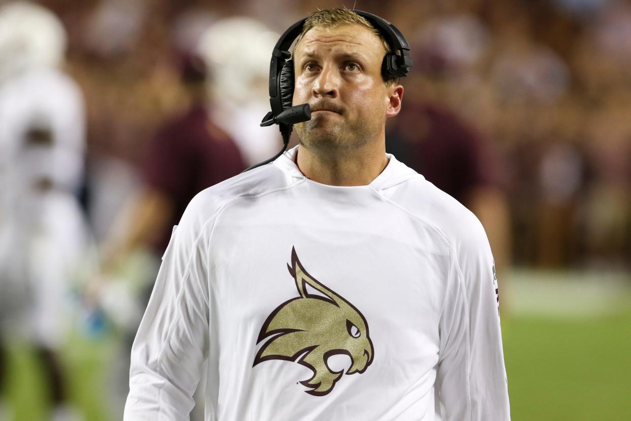 Coach Jake Spavital has been using the transfer portal to build needed depth in the Texas State football program.