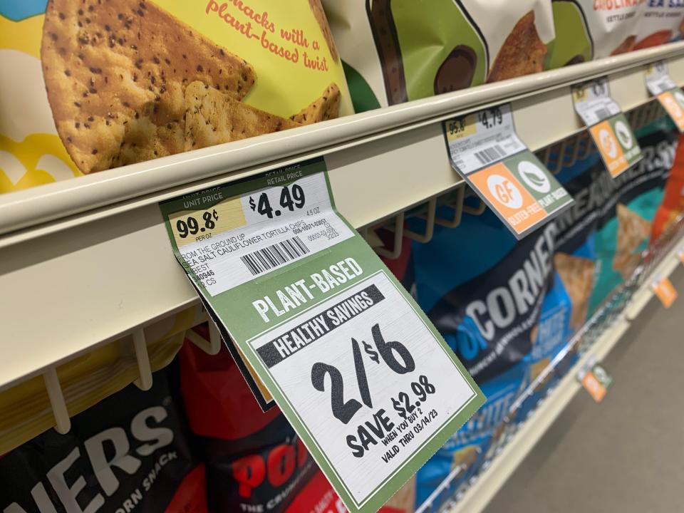Plant-based or gluten-free? No problem. Tags like these can be found throughout the entire store of Sprouts Farmers Market to make your shopping experience a successful one.