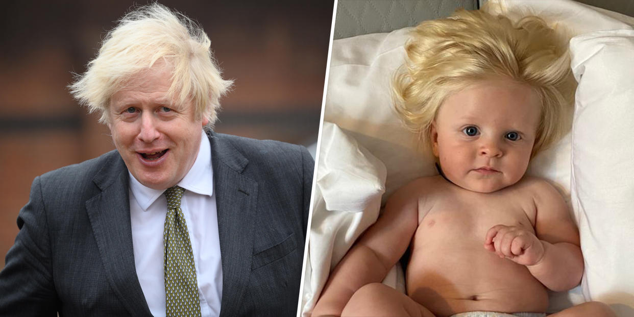 Boris Johnson has a pint-sized clone in England.  (Leon Neal / Getty Images / Courtesy Tetiana Doronina)