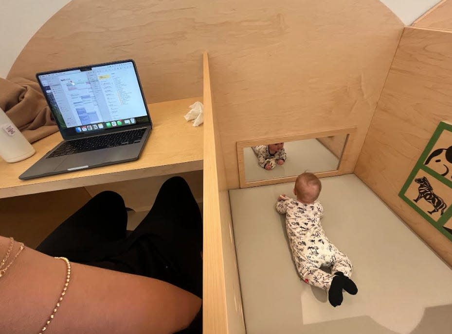 Baby in the viral play desk