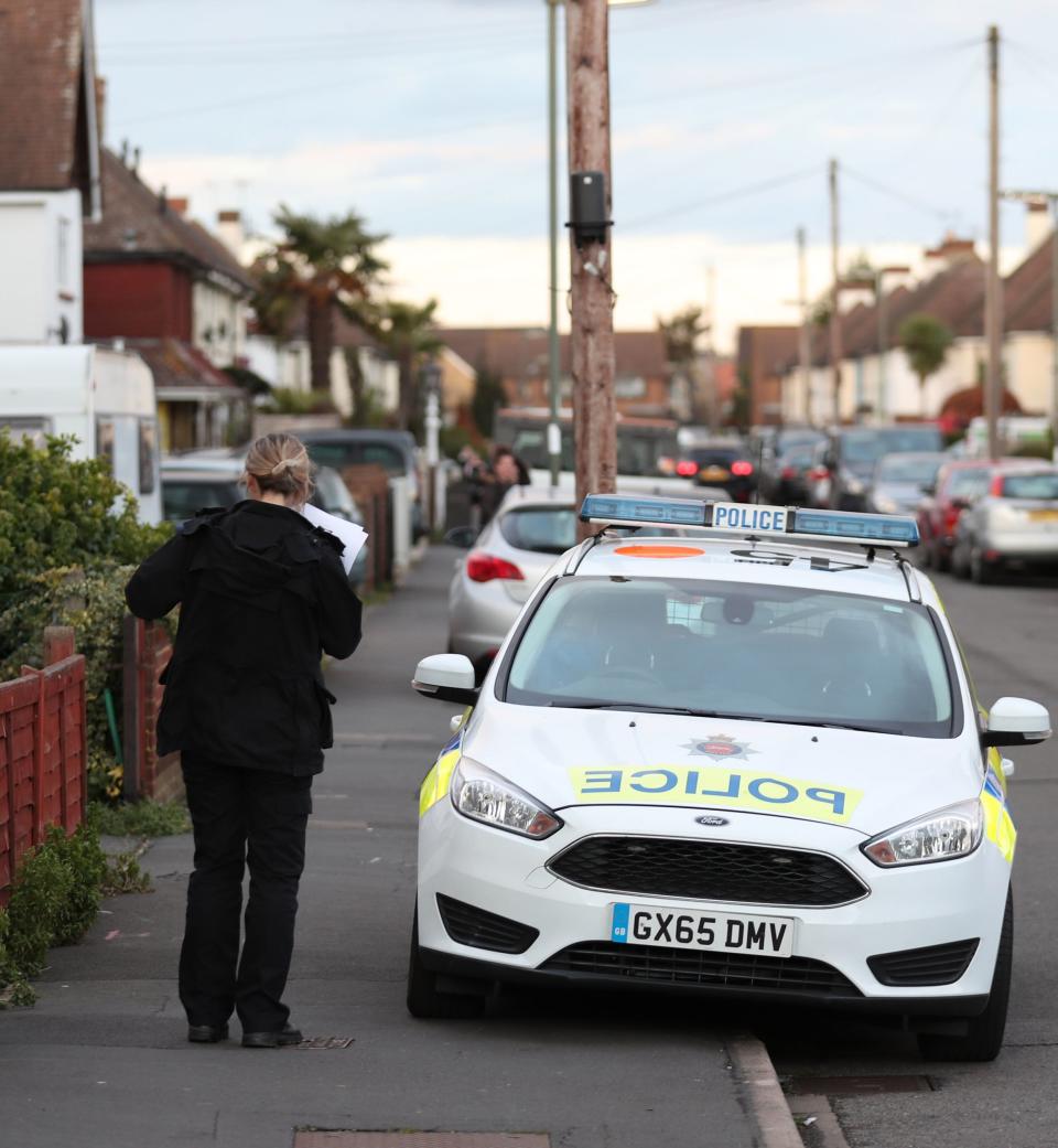 A police car in Viola Avenue, where the stabbing happened on Saturday night (Steve Parsons/PA)