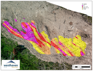 Franz Outcrop Sampling (>20 g/t Au)