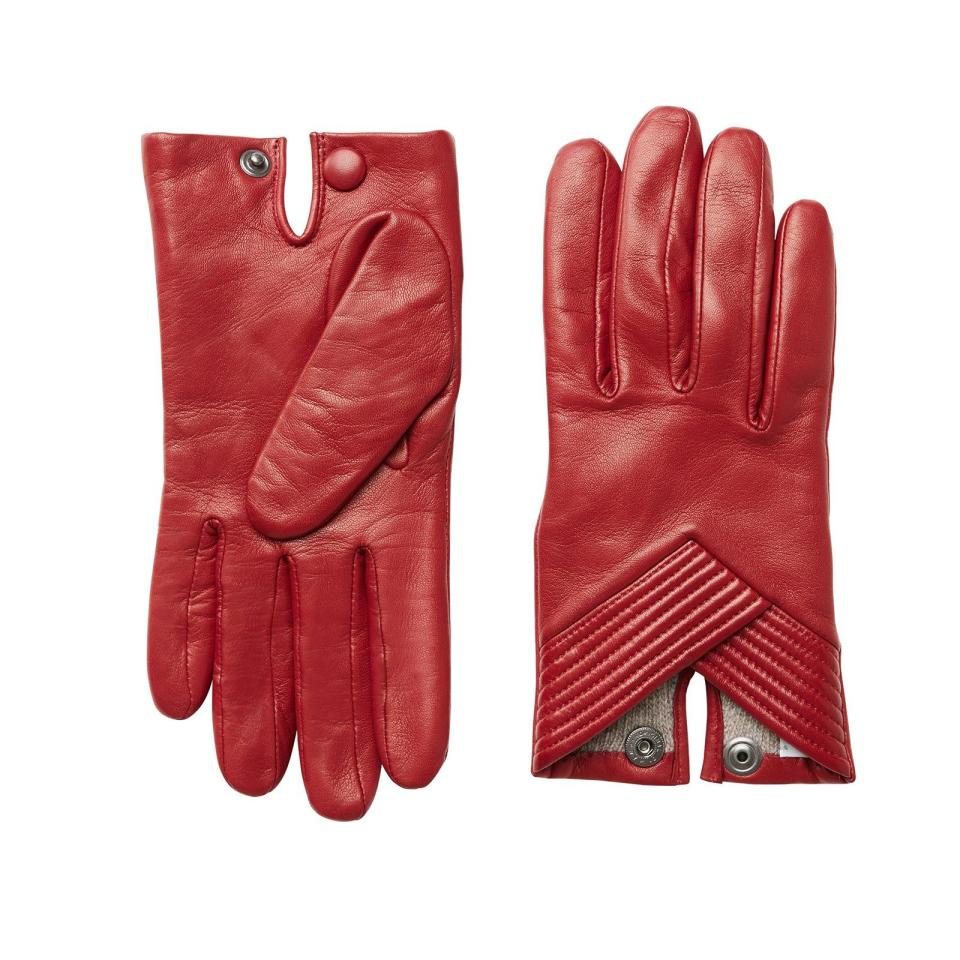 Women's Chevron Nappa Leather Gloves - Red