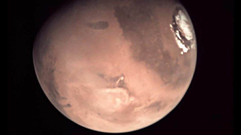 A composite of nine images taken by the Mars Express spacecraft in 2016.