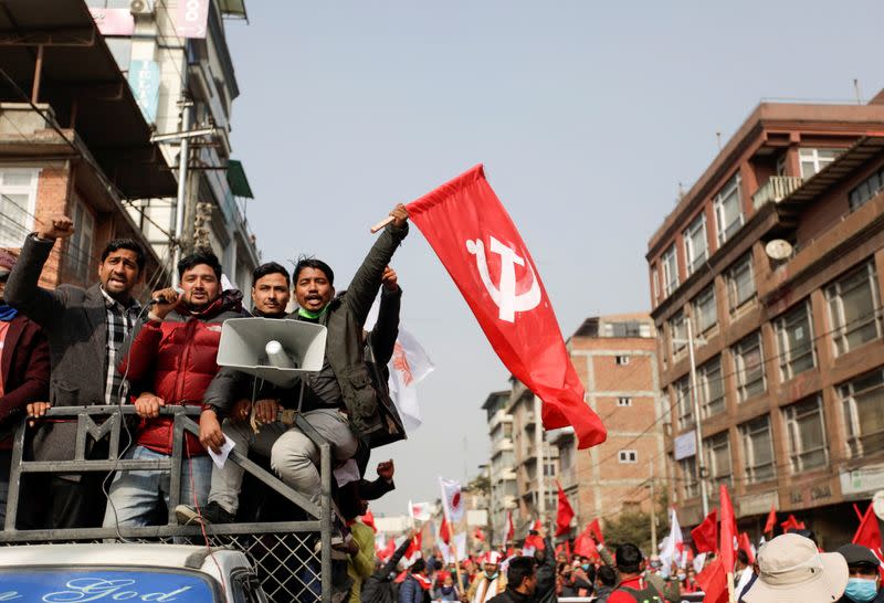 Protest against the dissolution of parliament in Kathmandu