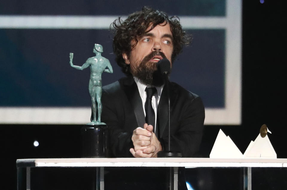26th Screen Actors Guild Awards - Show - Los Angeles, California, U.S., January 19, 2020 - Peter Dinklage accepts the award for Outstanding Performance by a Male Actor in a Drama Series for 