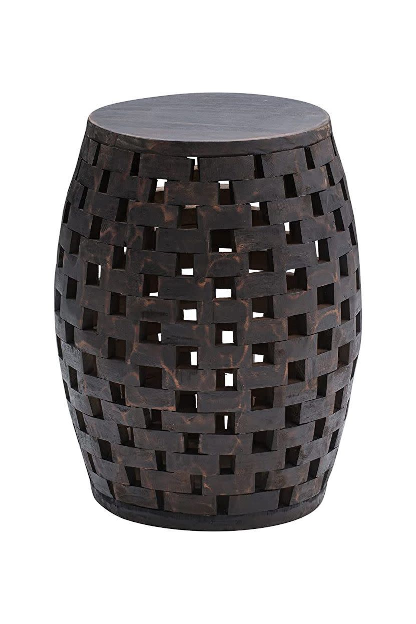 3) Outdoor Recycled Checkered Wood Stool and Plant Stand