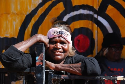 Daisy Helen Tjunpantarri Ward, of Warakurna, one of many Aboriginal artists working along the Outback Way - Credit: LEE MYLNE