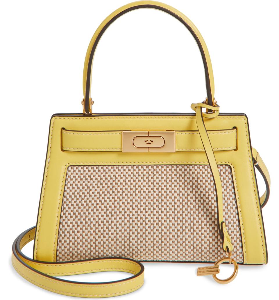 Small Lee Radziwill Canvas & Leather Bag in yellow.