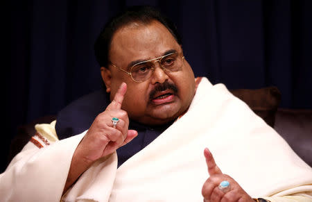 Founder of Pakistan's MQM party, Altaf Hussain, reacts during an interview at the party's offices in London, Britain October 30, 2016. REUTERS/Peter Nicholls