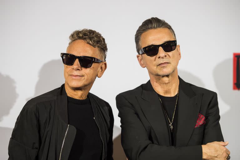 Martin Gore y Dave Gahan, de Depeche Mode, en Berlín, durante la presentación del disco