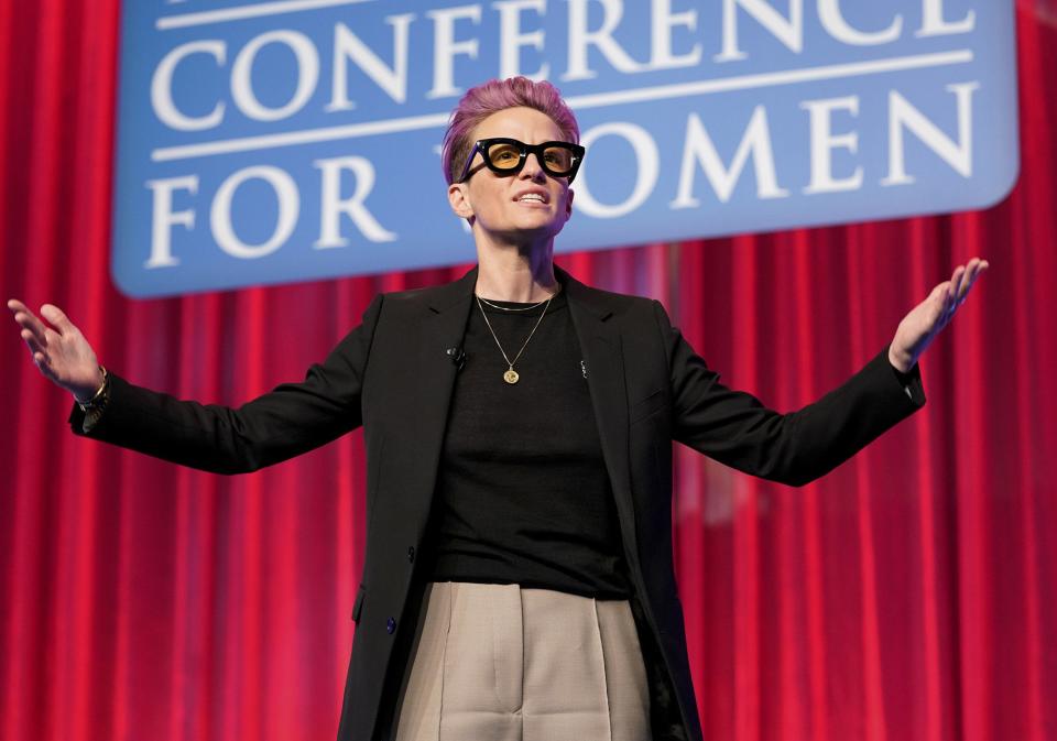 Also taking the stage at the Massachusetts Conference for Women 2019 on Thursday, U.S. women's soccer star Megan Rapinoe.