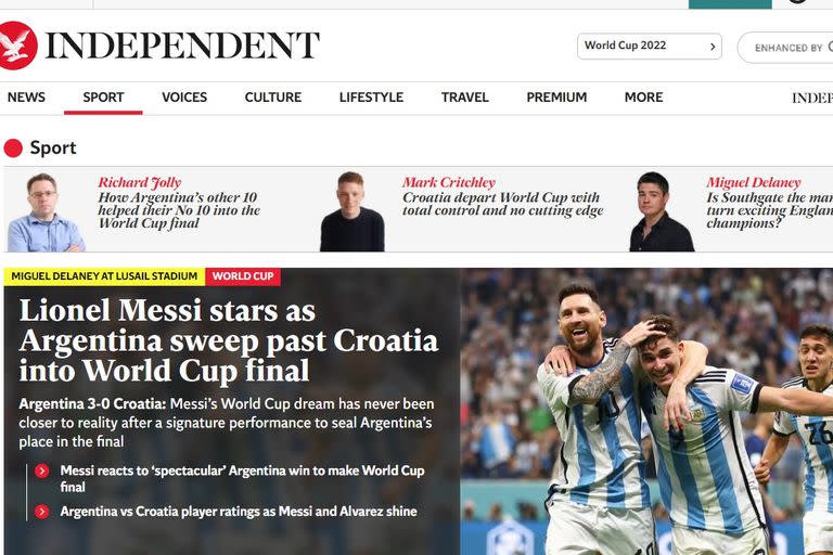 La portada del diario inglés The independent