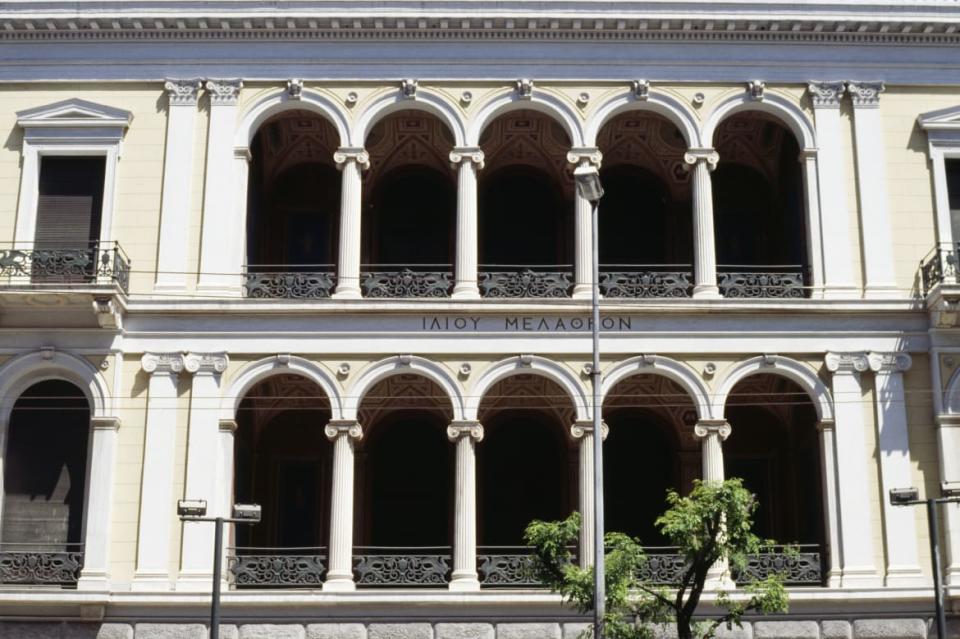   <div class="inline-image__caption"><p>Facade of Heinrich Schliemann's (1822-1890) house, now the Numismatic Museum, designed by architect Ernst Ziller</p></div> <div class="inline-image__credit">DeAgostini/Getty Images</div>