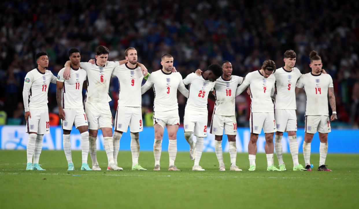 England players at the Euro 2020 final at Wembley Stadium (PA Wire)