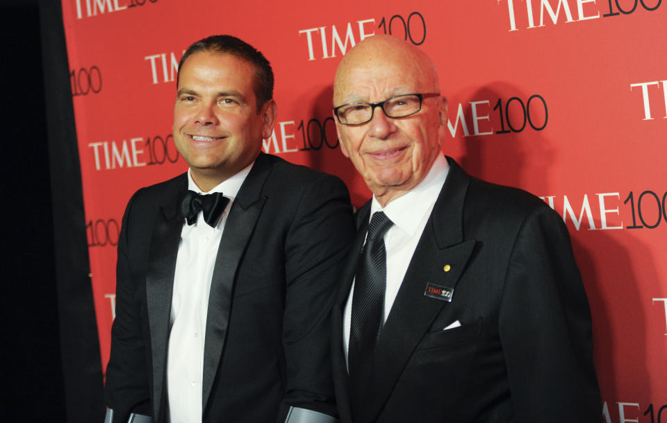 Lachlan Murdoch, left, and Rupert Murdoch attend the TIME 100 Gala in New York on April 21, 2015.