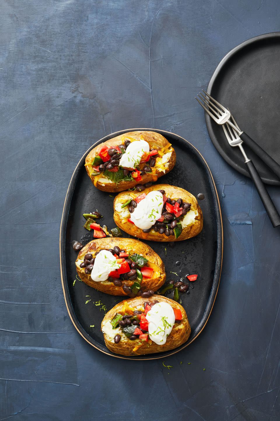 Poblano and Black Bean Loaded Baked Potato