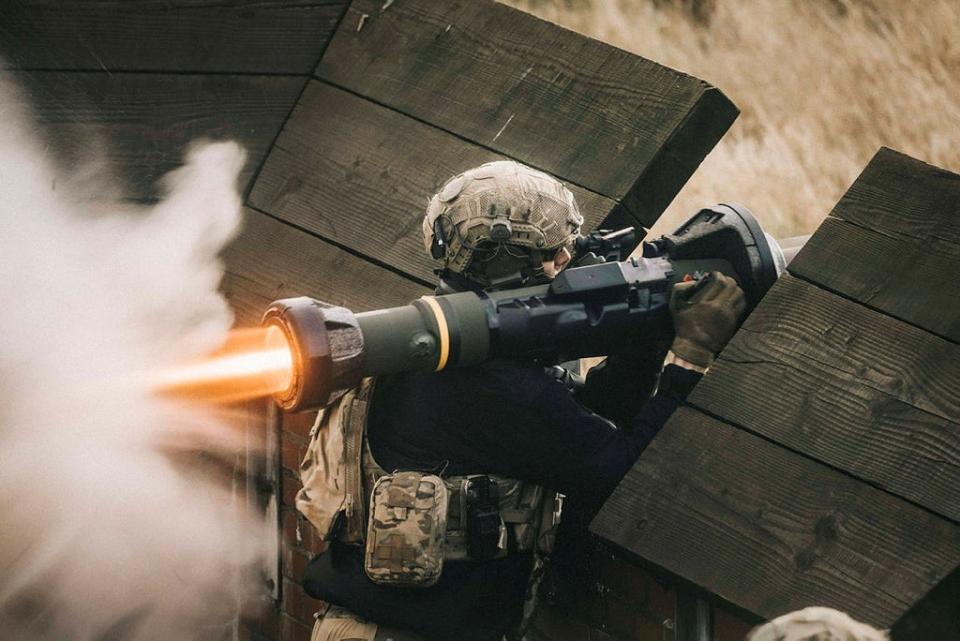 An NLAW anti-tank missile being fired during training (UK MOD Crown copyright/PA) (PA Media)